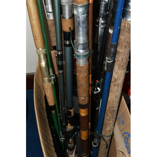 342 - A BOX OF COURSE AND SEA FISHING RODS, to include a Daiwa Hi-Power sea fishing rod, a Surf Rod 0150-3... 