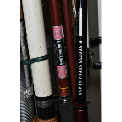 342 - A BOX OF COURSE AND SEA FISHING RODS, to include a Daiwa Hi-Power sea fishing rod, a Surf Rod 0150-3... 