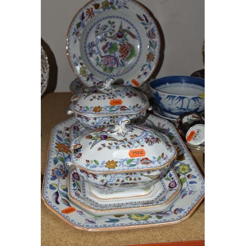 348 - A VARIETY OF MASONS DINNERWARE, A BOOTHS COFFEE SET ETC, to include two soup tureens and accompanyin... 