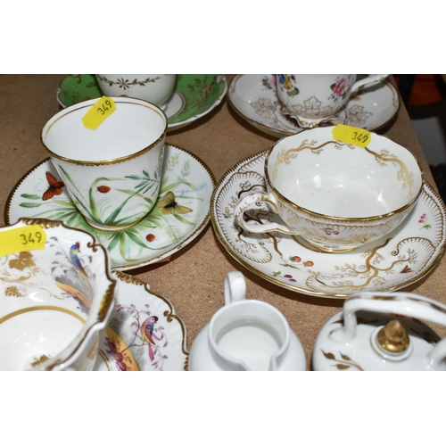 349 - A SELECTION OF UNMARKED EARLY TWENTIETH CENTURY TEA CUPS AND SAUCERS ETC to include six single sets ... 