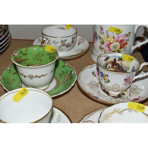 349 - A SELECTION OF UNMARKED EARLY TWENTIETH CENTURY TEA CUPS AND SAUCERS ETC to include six single sets ... 