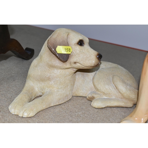 358 - TWO LABRADOR ORNAMENTS to include a Beswick Labrador model number 2314, 34cm height, and a Sandicast... 