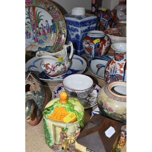 362 - A QUANTITY OF ORIENTAL CERAMIC AND ORNAMENTS to include a number of decorative plates, vases, pots a... 