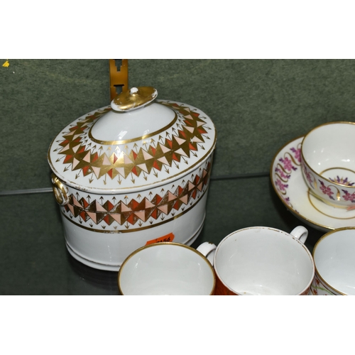 373 - A COLLECTION OF LATE 18TH AND EARLY 19TH CENTURY ENGLISH PORCELAIN COFFEE CANS, TEA BOWL AND SAUCER ... 