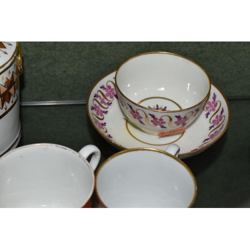 373 - A COLLECTION OF LATE 18TH AND EARLY 19TH CENTURY ENGLISH PORCELAIN COFFEE CANS, TEA BOWL AND SAUCER ... 