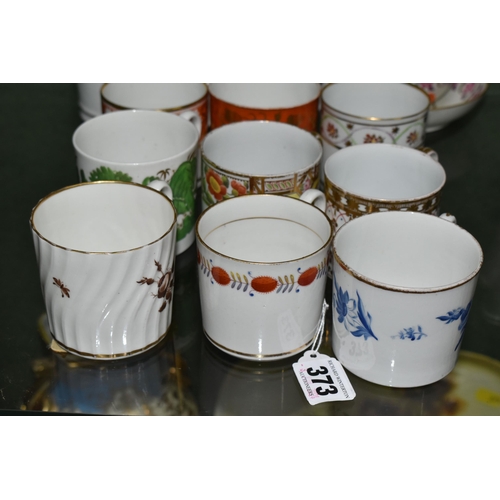 373 - A COLLECTION OF LATE 18TH AND EARLY 19TH CENTURY ENGLISH PORCELAIN COFFEE CANS, TEA BOWL AND SAUCER ... 