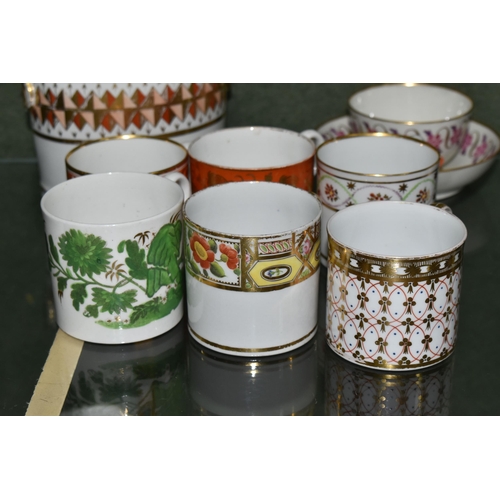 373 - A COLLECTION OF LATE 18TH AND EARLY 19TH CENTURY ENGLISH PORCELAIN COFFEE CANS, TEA BOWL AND SAUCER ... 