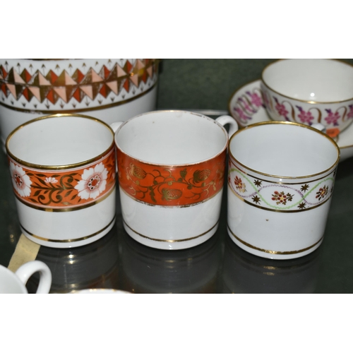 373 - A COLLECTION OF LATE 18TH AND EARLY 19TH CENTURY ENGLISH PORCELAIN COFFEE CANS, TEA BOWL AND SAUCER ... 