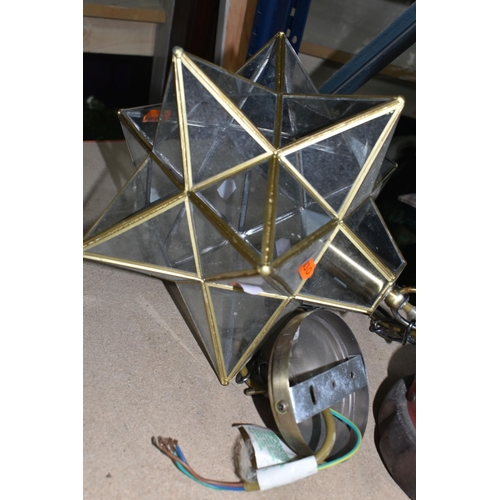 426 - A VINTAGE SPANISH TABLE GLOBE, and a modern glass ceiling light shade in the form of a star (2) (Con... 