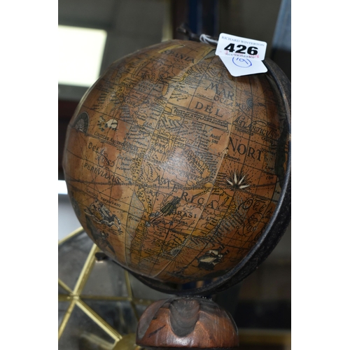 426 - A VINTAGE SPANISH TABLE GLOBE, and a modern glass ceiling light shade in the form of a star (2) (Con... 