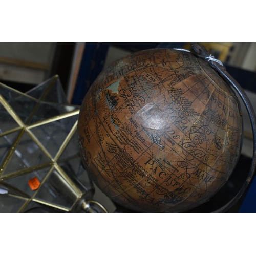 426 - A VINTAGE SPANISH TABLE GLOBE, and a modern glass ceiling light shade in the form of a star (2) (Con... 