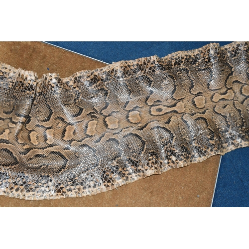 429 - A LARGE RETICULATED PYTHON SKIN, brown and cream colour, length 480cm (1) (Condition Report: signs o... 