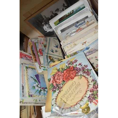 433 - ONE BOX OF EPHEMERA containing a large quantity of early 20th century postcards to include sentiment... 