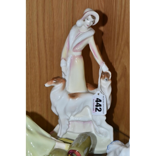 442 - FOUR ROYAL DOULTON FIGURINES, comprising 'Daisy' HN3804, 'At Ease' HN2473, 'Marjorie' HN2788 and 'Ti... 