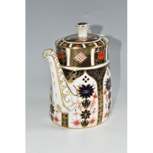 448 - A ROYAL CROWN DERBY IMARI 1128 TEAPOT, and cover, of oval form, bearing red printed backstamps and d... 