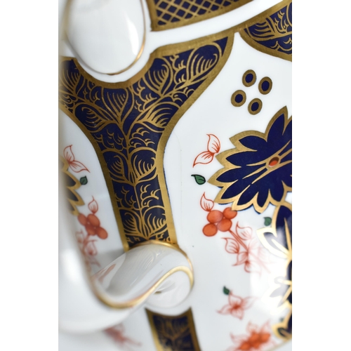 448 - A ROYAL CROWN DERBY IMARI 1128 TEAPOT, and cover, of oval form, bearing red printed backstamps and d... 