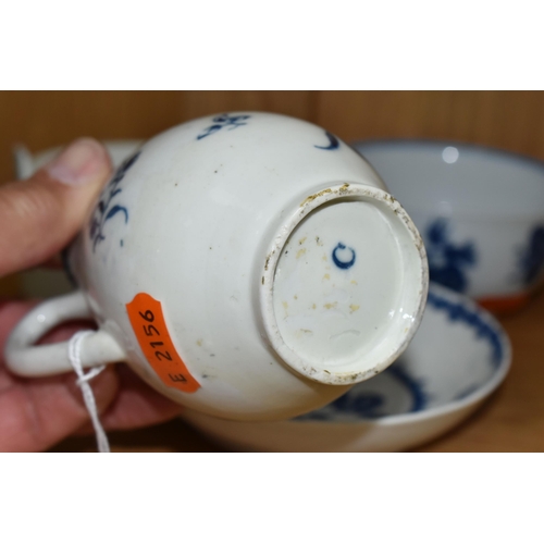 456 - FOUR PIECES OF CAUGHLEY BLUE AND WHITE FLORAL PRINTED PORCELAIN, comprising a circular butter tub of... 