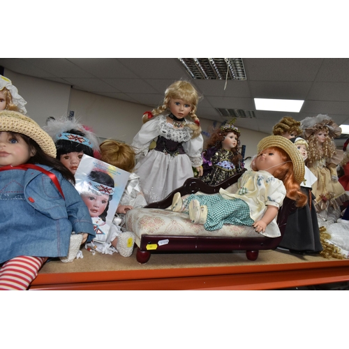 461 - A QUANTITY OF MODERN COLLECTORS DOLLS, to include dolls by Knightsbridge Collection, Hamilton Collec... 