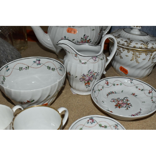 464 - VICTORIAN HAND PAINTED TEA WARES ETC, to comprising a teapot, milk jug, sugar bowl, slops bowl and a... 