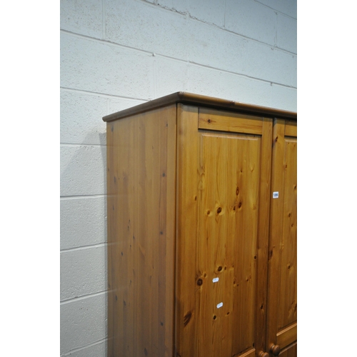 1205 - A MODERN PINE DOUBLE DOOR WARDROBE, width 87cm x depth 57cm x height 186cm (condition report: genera... 