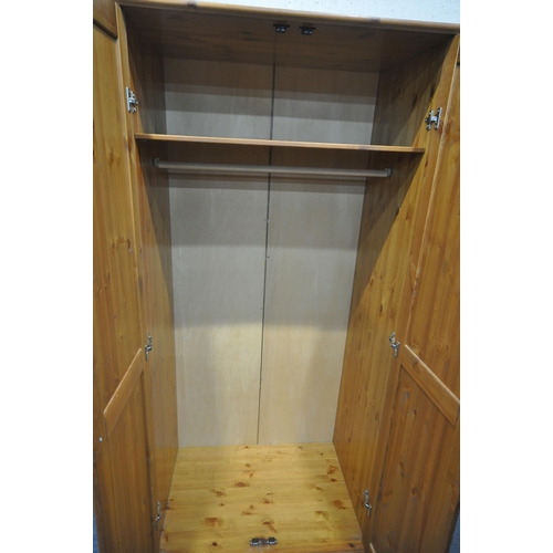 1205 - A MODERN PINE DOUBLE DOOR WARDROBE, width 87cm x depth 57cm x height 186cm (condition report: genera... 