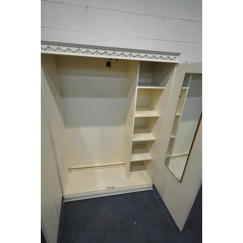 1207 - A LARGE WHITE DOUBLE DOOR WARDROBE, width 123cm x depth 56cm x height 177cm, along with a matching c... 