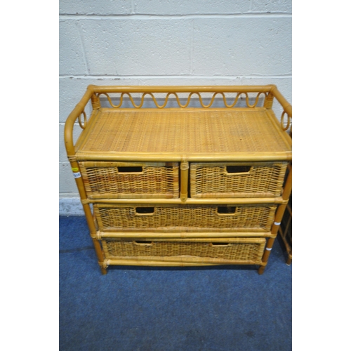 1210 - TWO WICKER CABINETS, the largest with two short over two long drawers, width 81cm x depth 41cm x hei... 