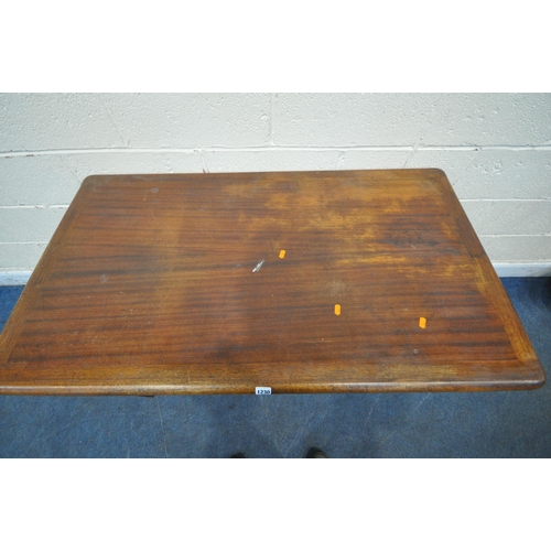 1230 - AN EARLY 20TH CENTURY OAK ABBESS DESK, fitted with a brushing slide and two drawers, width 122cm x d... 