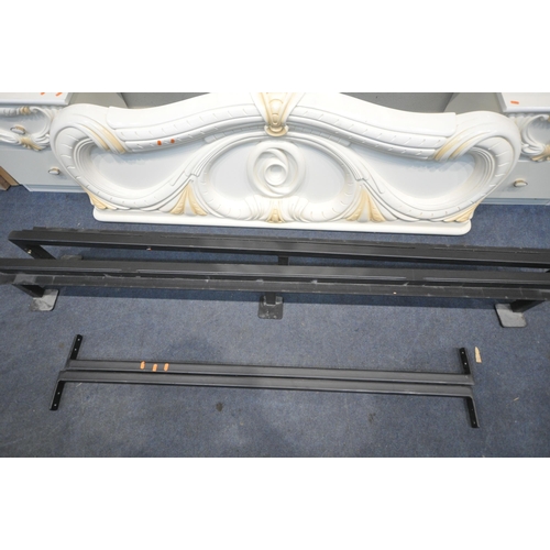 1234 - A CREAM ITALIAN 5FT BEDSTEAD, with flamboyant decorations, side rails, bespoke slats, along with a p... 