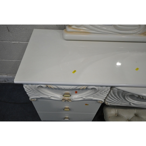 1236 - A CREAM ITALIAN DRESSING TABLE, fitted with seven assorted drawers, length 141cm x depth 56cm x heig... 