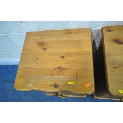 1240 - A PAIR OF MODERN PINE THREE DRAWER BEDSIDE CHESTS, width 45cm x depth 41cm x height 66cm (condition ... 