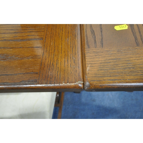 1247 - AN EARLY 20TH CENTURY OAK DRAWER LEAF DINING TABLE, open length 183cm x closed length 122cm x depth ... 