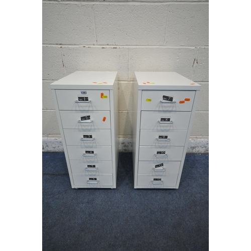 1283 - A PAIR OF SMALL SIX DRAWER FILING CABINETS, width 28cm x depth 43cm x height 69cm (condition report:... 