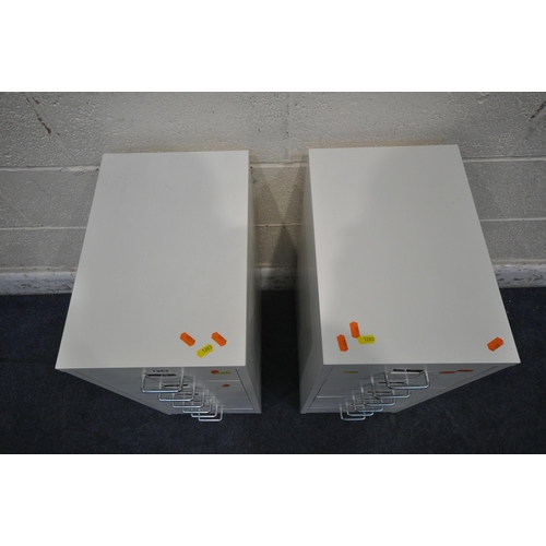 1283 - A PAIR OF SMALL SIX DRAWER FILING CABINETS, width 28cm x depth 43cm x height 69cm (condition report:... 