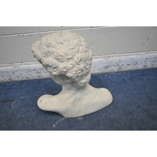 1286 - A LATE 20TH CENTURY PLASTER BUST OF DAVID, approximate height 50cm (condition report: general signs ... 