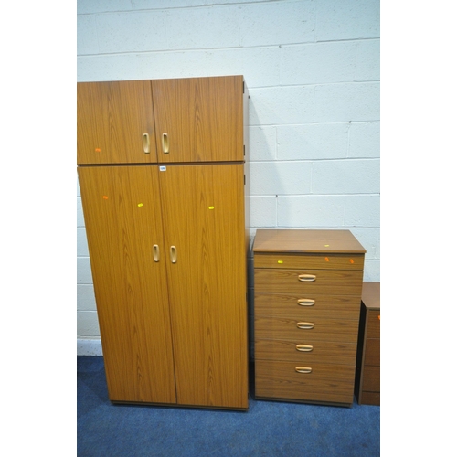 1297 - A SCHREIBER DOUBLE DOOR WARDROBES, with two smaller cupboard doors to top, width 91cm x depth 54cm x... 