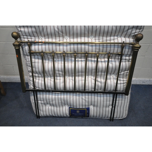 1298 - A SILENT NIGHT POCKET SPRING 4FT6 DIVAN BED AND MATTRESS, along with a tubular metal headboard (cond... 