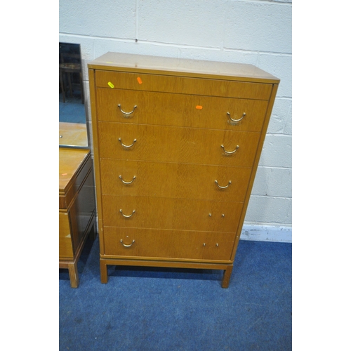 1302 - A GOLDEN KEY OAK TWO PIECE BEDROOM SUITE, comprising a dressing chest, with a single rectangular mir... 