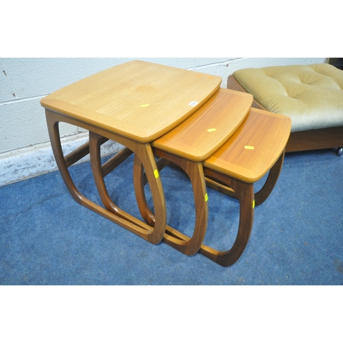 1311 - A NATHAN MID CENTURY TEAK NEST OF THREE TABLES, largest width 53cm x depth 48cm x height 51cm, along... 