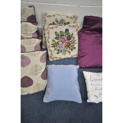 1319 - THIRTEEN SCATTER CUSHIONS, of various shapes, styles, colours and patterns (13)