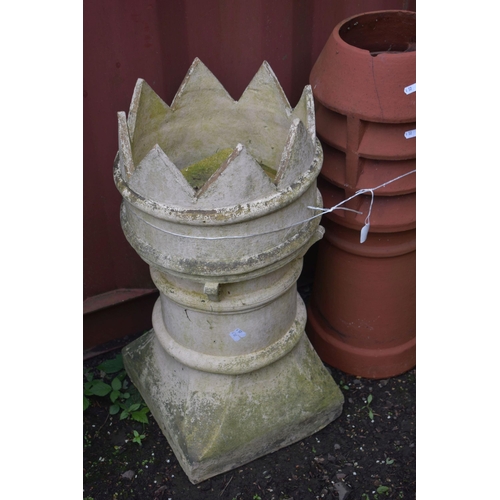 1016 - A VICTORIAN CHIMNEY POT, height 73cm, and a terracotta louvre chimney pot (condition report: terraco... 