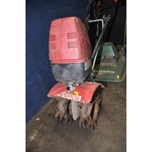 1055 - A MANTIS 240V ELECTRIC ROTAVATOR and a Black and Decker DX200 hover mower (both have no cables so UN... 