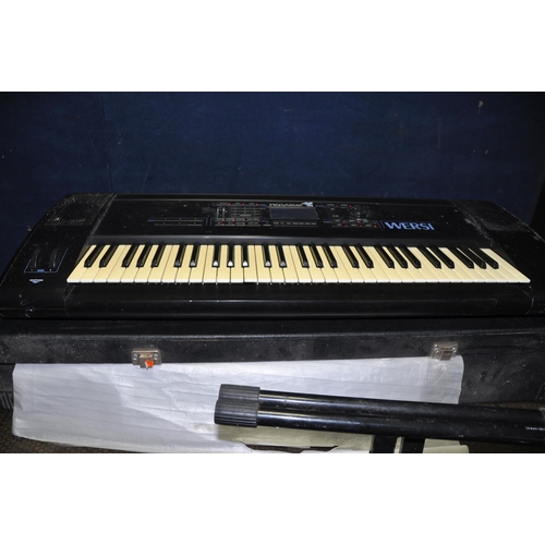 1057 - A WERSI PEGASUS KEYBOARD (SPARES OR REPAIRS) in hard case with a stand (Condition Report: no cable, ... 