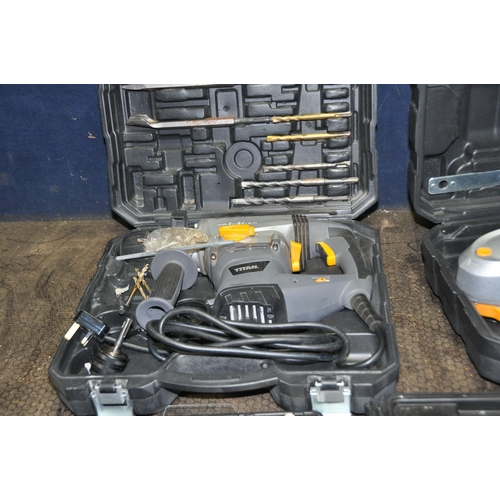 1075 - A DREMEL MODEL 4000 ROTARY TOOLS IN CASE, a Titan hammer drill in case, a Titan angle grinder in cas... 