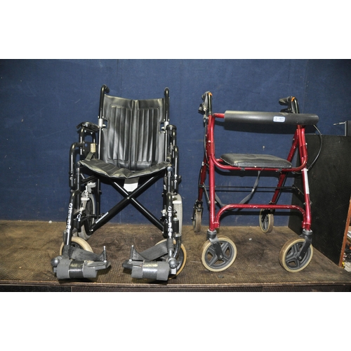 A WHEELTECH ENIGMA WHEELCHAIR with two footrests and a Z-Tec Travelator ...