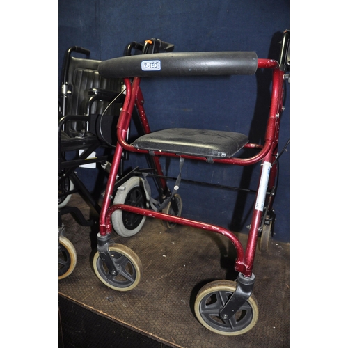 1082 - A WHEELTECH ENIGMA WHEELCHAIR with two footrests and a Z-Tec Travelator (flat tyres on wheelchair)