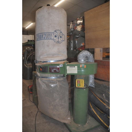 1102 - A WOODWISE PW1000DE DUST COLLECTOR with a quantity pipework and unions (PAT pass and working)