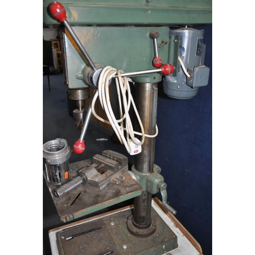 1105 - A VINTAGE AJAX B-16L PILLAR DRILL ON BESPOKE WOODEN STAND  machine height 104cm total height 159cm w... 