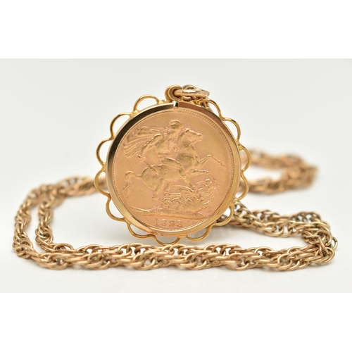 1 - A FULL GOLD SOVEREIGN PENDANT AND CHAIN, Queen Victoria full sovereign, dated 1898, loose in a colle... 