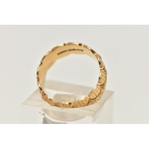 17 - A 1970S 18CT YELLOW GOLD DRESS RING, the two-row abstract design ring with grooved detail, hallmarke... 